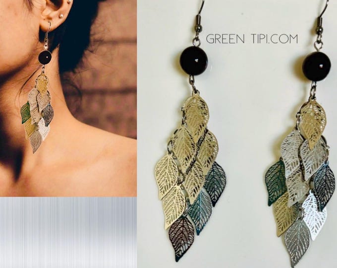 Gemstone earrings hanging*Gemstone earrings extra long*Gemstone earrings colorful*Earrings colorful stones*Gemstone earrings Boho*Gift