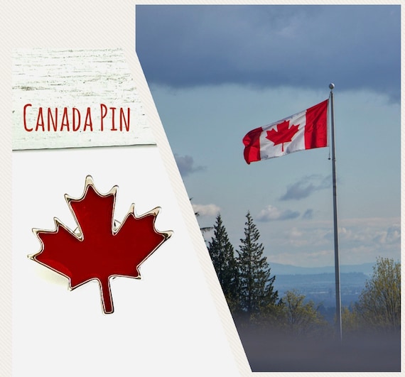 Canada Brooch/Canadian Flag/Pin/Button/Badge/Canada Souvenir/Minimalist/Maple Leaf/Canada/Christmas Gift