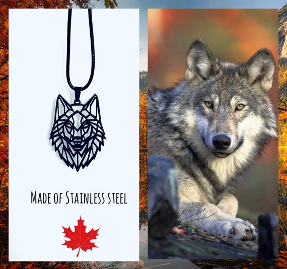 Men's black necklace/wolf necklace/Wukf necklace/Western/Cowboy/Indian/Canada/Christmas gift/husband/boyfriend/brother/father/lucky charm