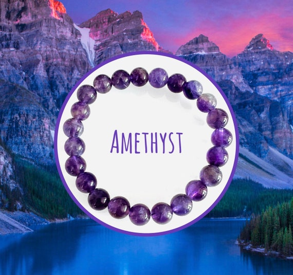Amethyst Gemstone Bracelet/Purple Ball Bracelet Personalized/Personalized Bracelet/Beaded Bracelet/Crystal Bracelet/Protection Stone/Crown Chakra