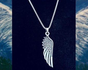 Angel wing necklace, angel wing necklace silver, wing necklace, necklace with angel pendant, guardian angel necklace, angel necklace large stainless steel