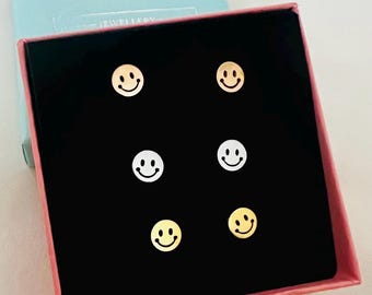Smiley ear studs nickel-free*Smiley earring gold*Ear studs smiley small*Smiley earring gold colorful*Smile earrings
