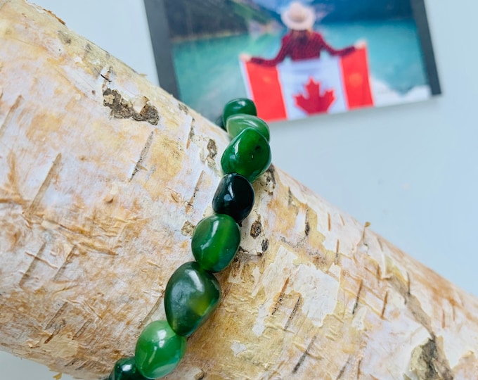 Jade bracelet green*Canada Jade gemstone bracelet*green power bracelet Jade nugget stone*crystal bracelet handmade*Spiritual gift