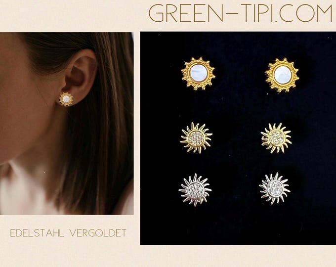 Sun earrings gold studs*Sun stud earrings gold*Sun stud earrings silver*Sun earrings gold *Sun earrings with stone*Sun stud earrings