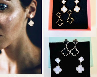 Cloverleaf stud earrings gold*Cloverleaf stud earrings black*Cloverleaf stud earrings filigree*Cloverleaf earrings silver*Cloverleaf earrings white