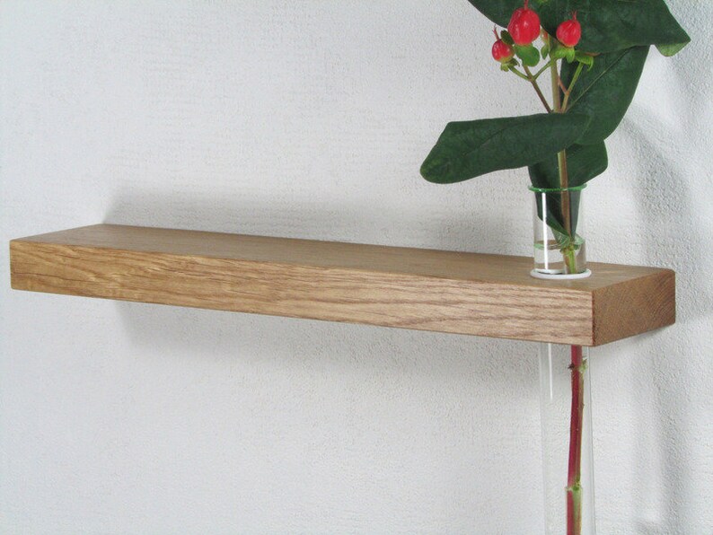 Mini wall shelf with vase oak 30 cm Etsy