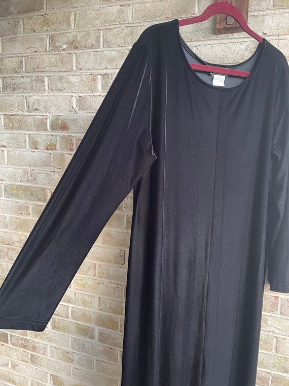 Plus size vintage dress stretch velvet inky black… - image 3