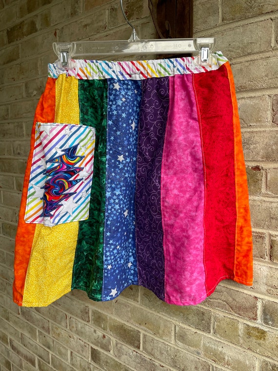 Vintage skirt rainbow patchwork star sparkle boho… - image 5