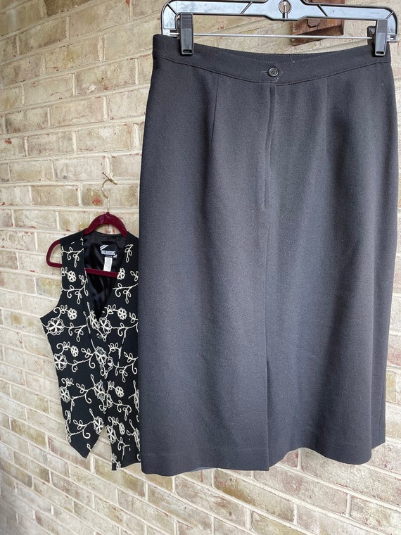 Vintage set skirt vest wool black white boho bohe… - image 8