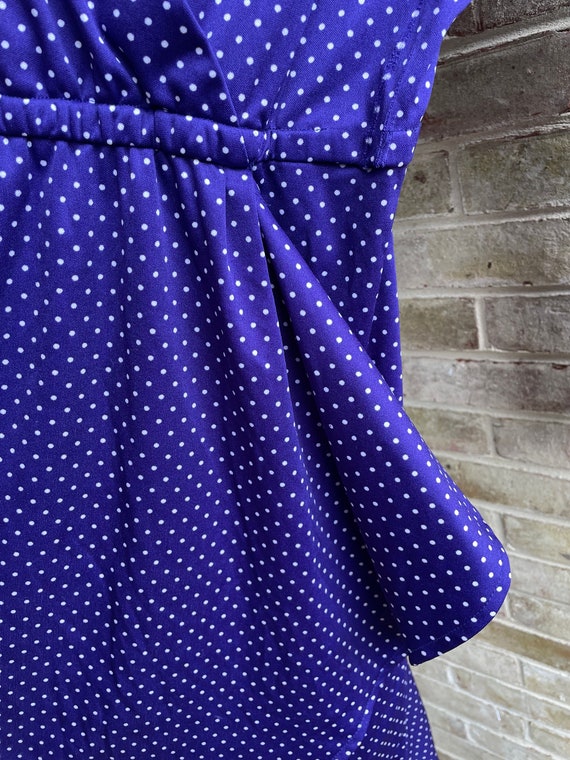 Plus size vintage dress royal blue white polka do… - image 6