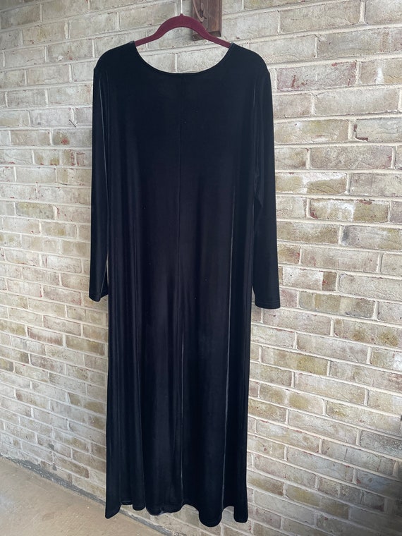Plus size vintage dress stretch velvet inky black… - image 6