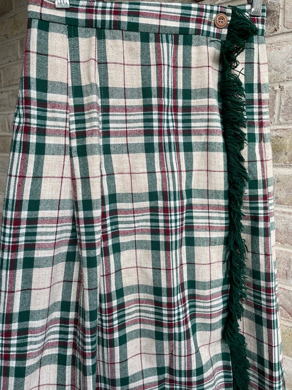 Vintage skirt 1970 70s plaid kilt boho preppy Sea… - image 7