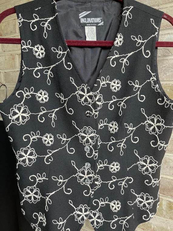 Vintage set skirt vest wool black white boho bohe… - image 2