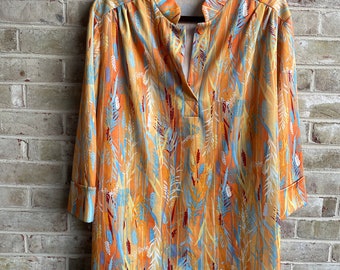 Plus size vintage shirt blouse tunic with belt boho bohemian 1970 70s xxl 2x 3x 20 22
