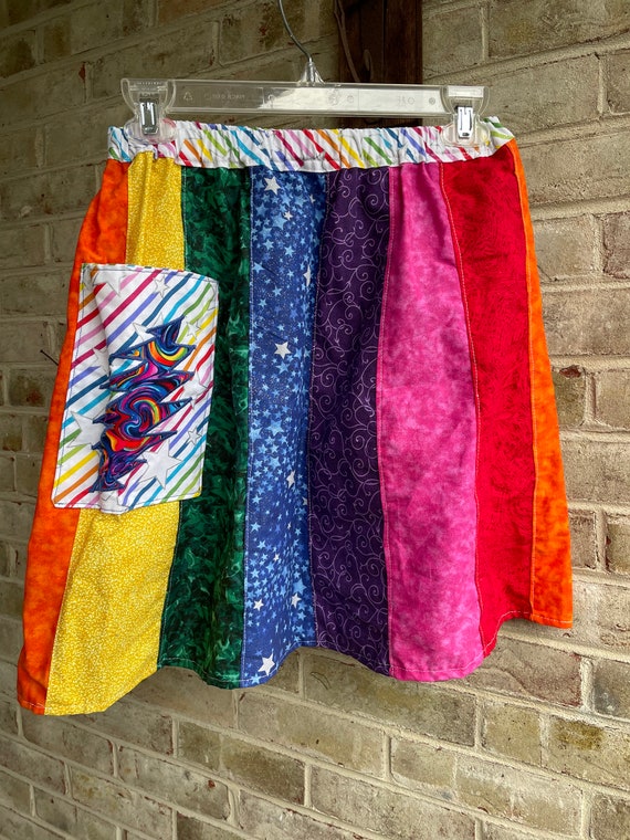 Vintage skirt rainbow patchwork star sparkle boho… - image 1