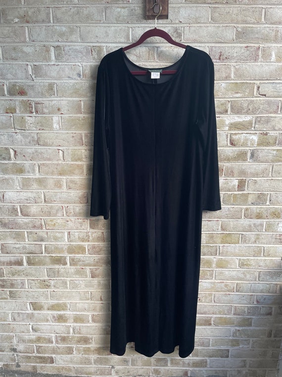 Plus size vintage dress stretch velvet inky black… - image 9