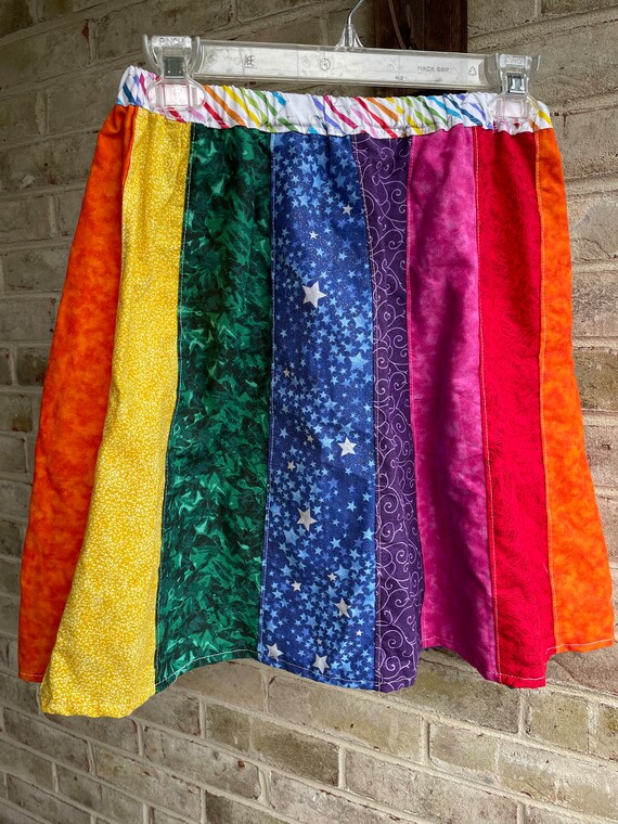 Vintage skirt rainbow patchwork star sparkle boho… - image 7