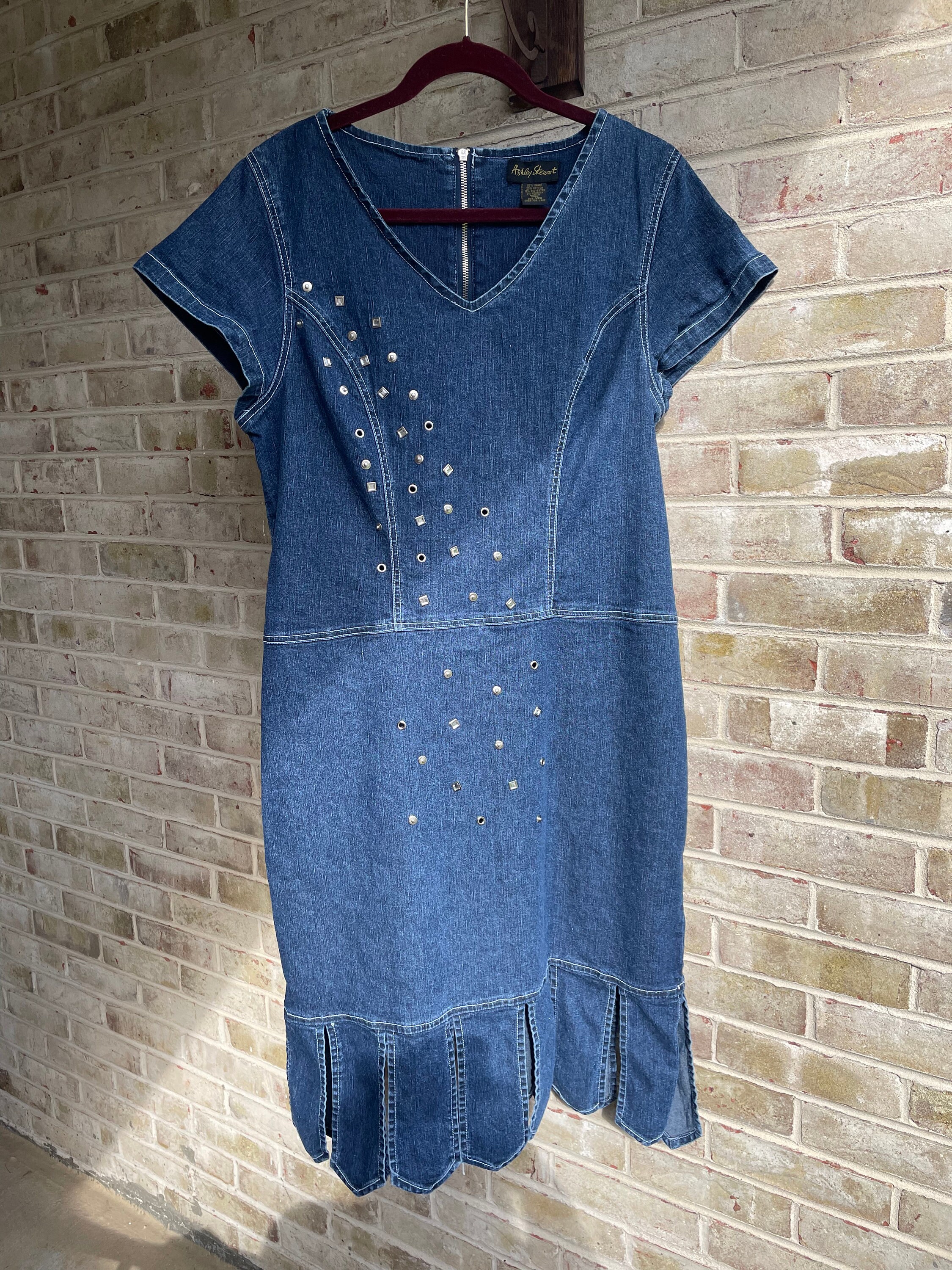 white christmas dresses Vintage Ashley Stewart Denim Skirt and Button Up Set with Black Embroi –  The Thrifty Hippy main image 0