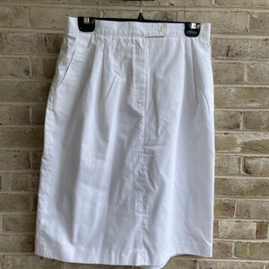 vintage skirt 1980 80s white preppy knee length great condition medium 10