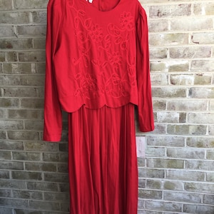 plus size vintage dress original tags attached NWOT NWT red cherry 1990 90s boho bohemian size 14 xl