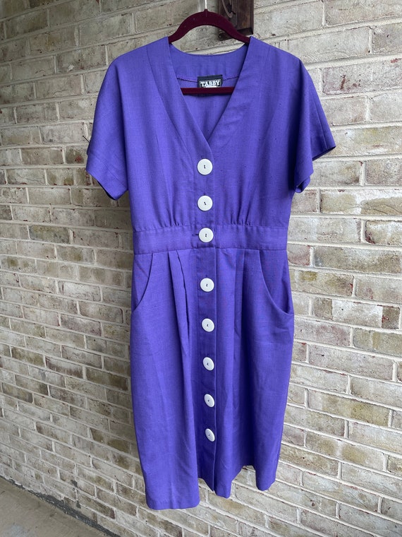 Vintage dress 1980 80s Tabby California purple blu