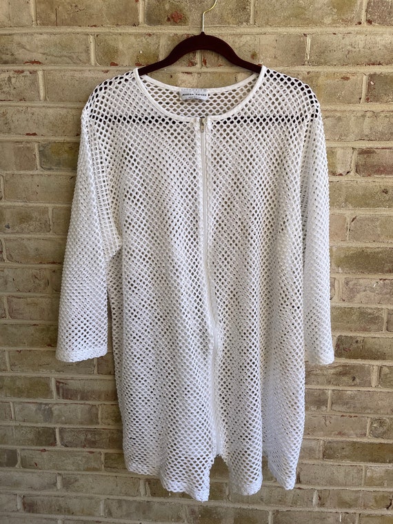 Vintage shirt swim coverup white mesh Jordan Tayl… - image 10