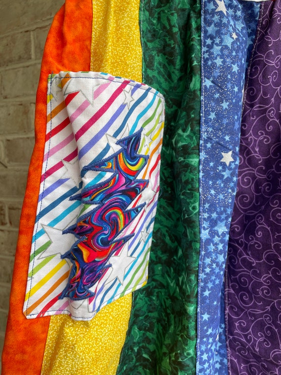 Vintage skirt rainbow patchwork star sparkle boho… - image 2