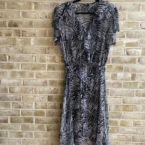 plus size vintage dress 1990 90s zebra animal print black white sheer 18w 1x 2x xxl