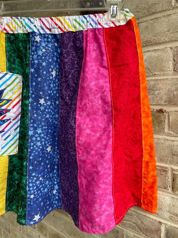 Vintage skirt rainbow patchwork star sparkle boho… - image 4