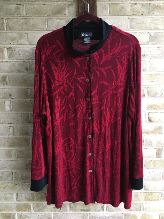 Plus size vintage jacket blazer ruby red bamboo pr