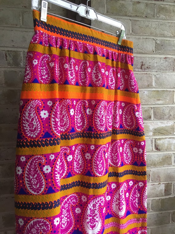Plus size vintage skirt psychedelic flower print … - image 2