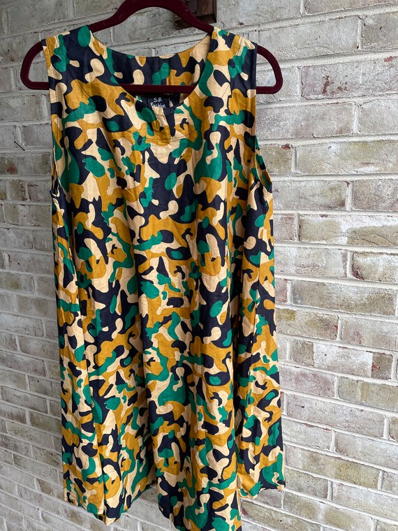 Plus size vintage dress camouflage khaki jungle t… - image 6