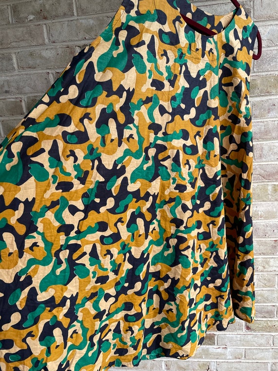 Plus size vintage dress camouflage khaki jungle t… - image 3
