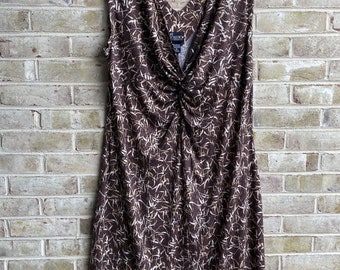 plus size vintage dress 1990 90s bamboo print sundress A line midi 2x 18 20 22 xxl