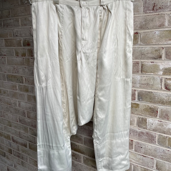 Plus size vintage pants slacks drop crotch satin bomber hip hop 1980 80s size xl 14 16
