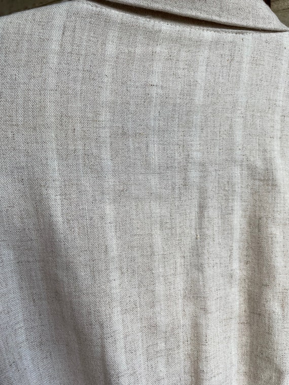 Vintage dress 1980 khaki linen•like material prep… - image 9