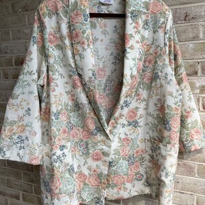 Plus size vintage blazer pastel soft coastal rose linen 1980 80s  Lady Lloyd size 20 22 24 xxl 2x 3x