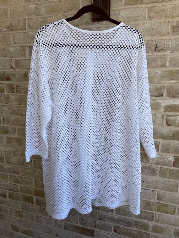 Vintage shirt swim coverup white mesh Jordan Tayl… - image 9