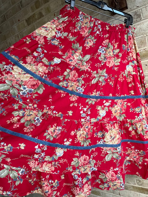 Plus size vintage skirt boho bohemian cotton deni… - image 8