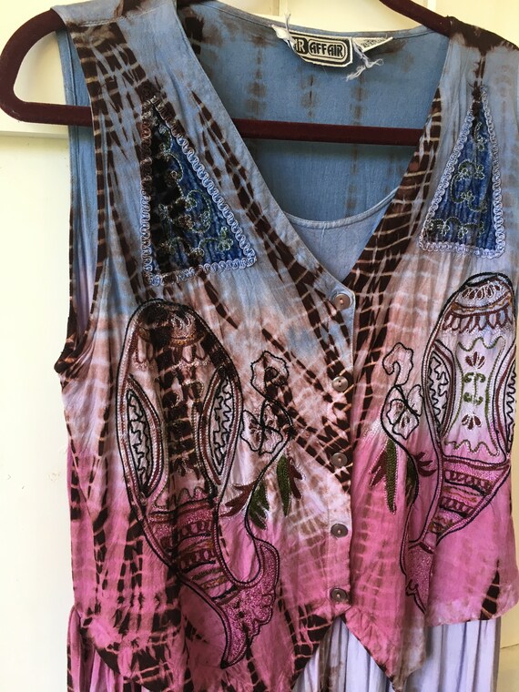 Plus size vintage dress tie dye Stevie Nicks xl ra