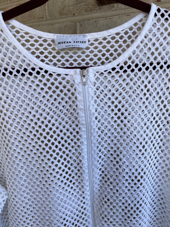 Vintage shirt swim coverup white mesh Jordan Tayl… - image 6