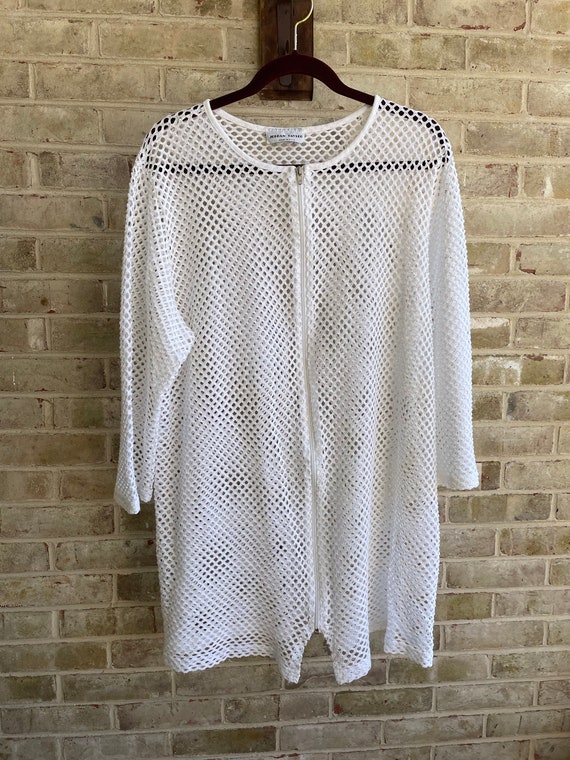 Vintage shirt swim coverup white mesh Jordan Tayl… - image 7