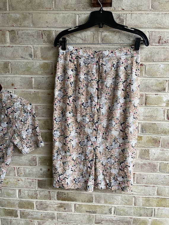 Vintage skirt blazer set handmade homemade floral… - image 8