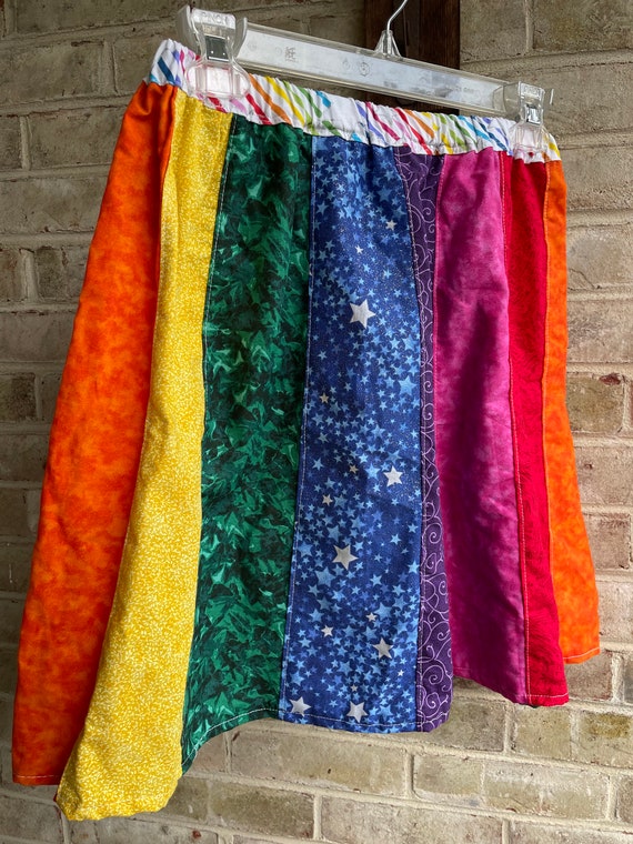 Vintage skirt rainbow patchwork star sparkle boho… - image 9