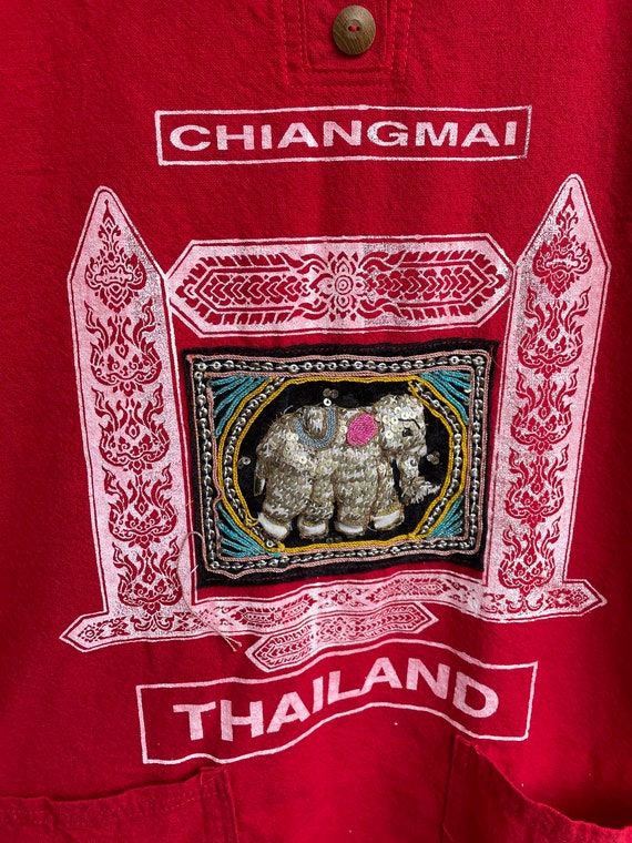 Vintage shirt blouse top souvenir Thailand elepha… - image 5