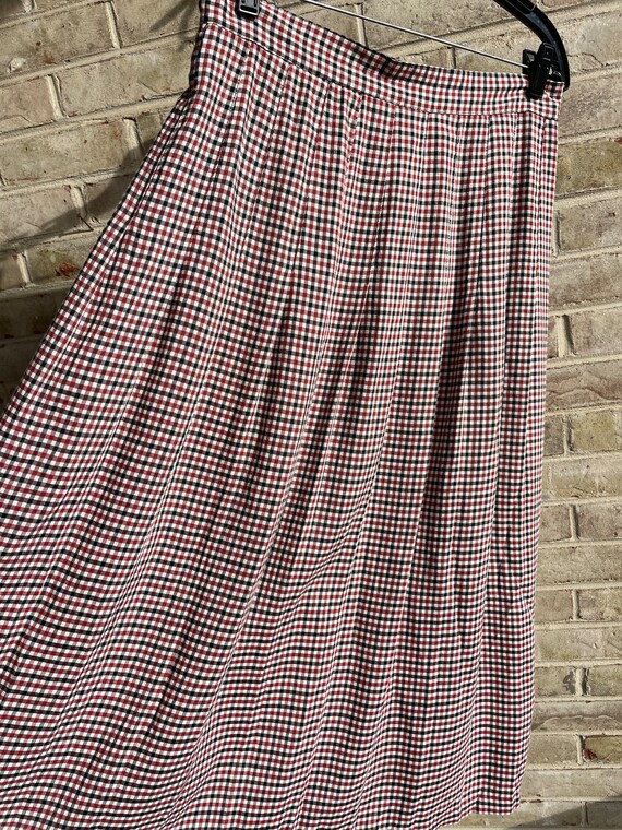 Vintage skirt plaid red black white checkered 198… - image 2