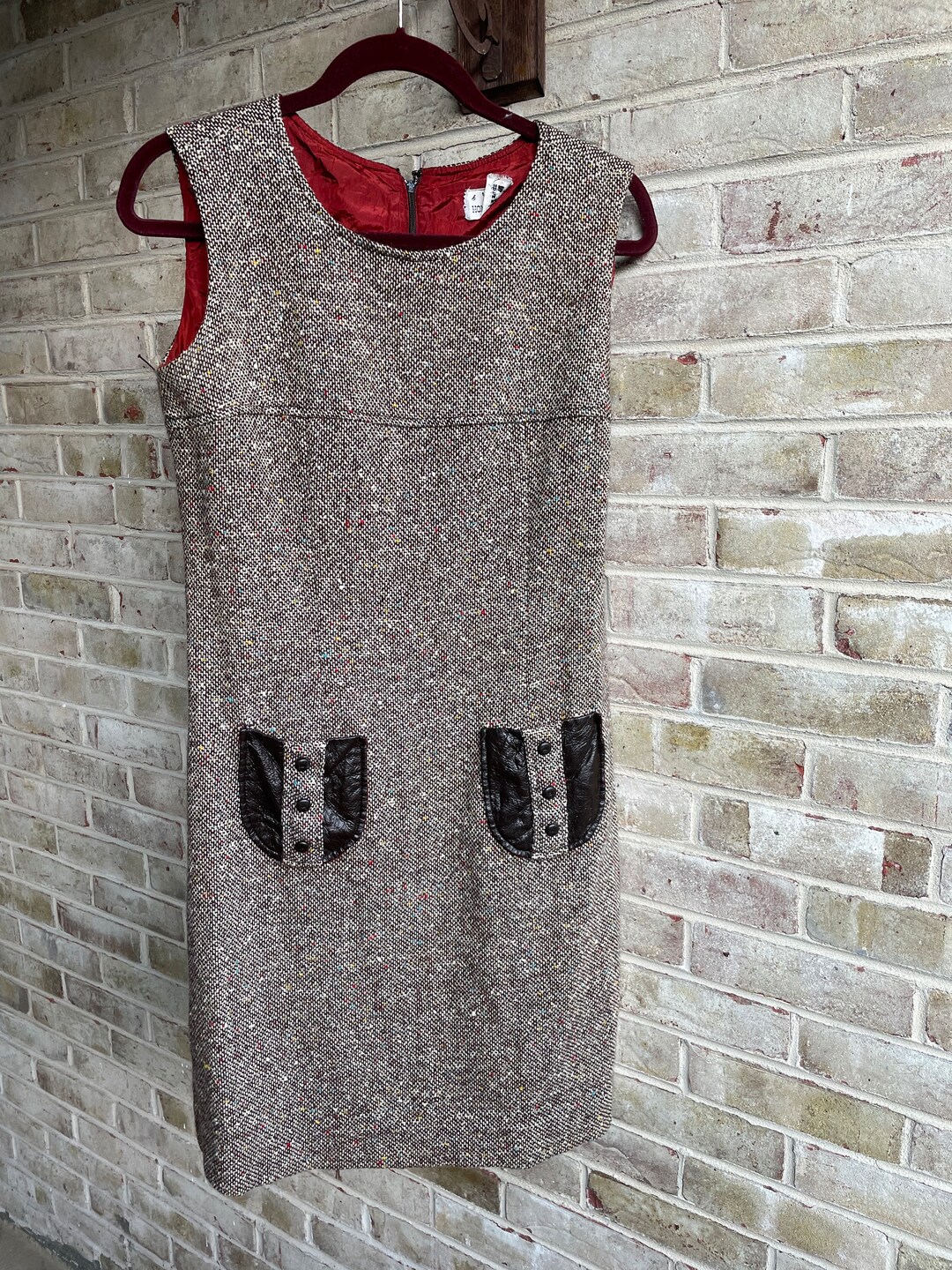 1960s Curve Hugging Chunky Tweed Dress