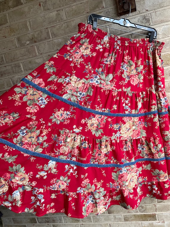 Plus size vintage skirt boho bohemian cotton deni… - image 2