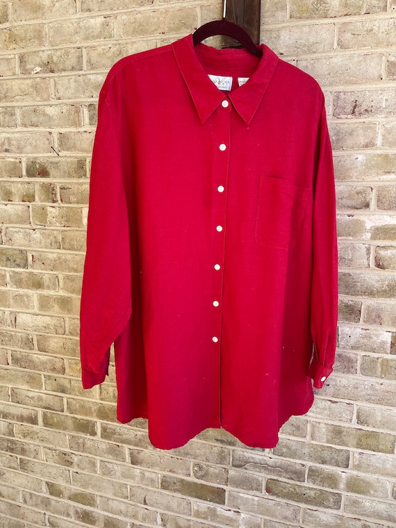 Plus size vintage blouse shirt Oxford 1990 90s re… - image 1