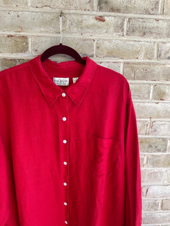 Plus size vintage blouse shirt Oxford 1990 90s re… - image 5